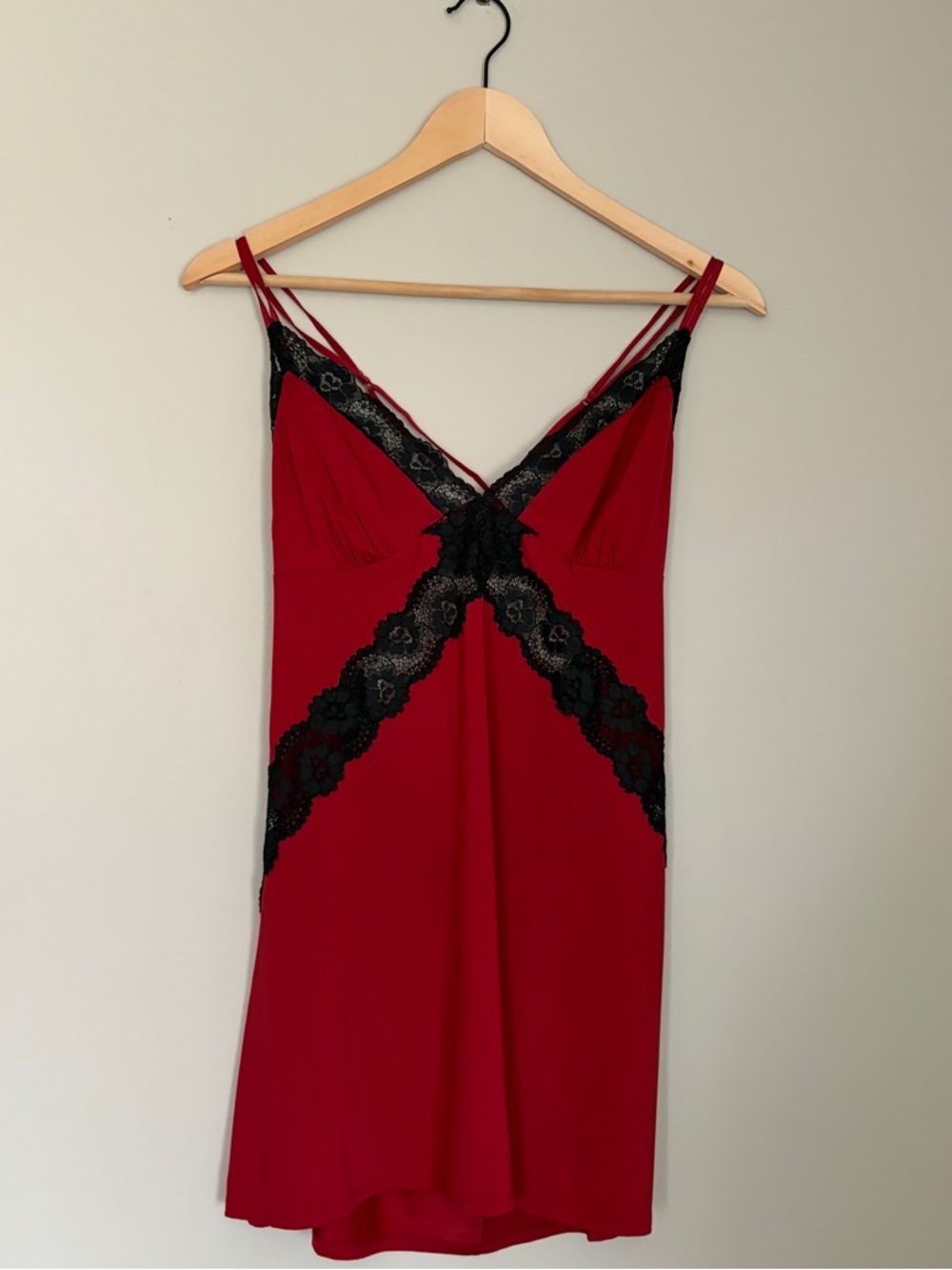 Y2K La Senza low back red mini slip dress with lace trim - Picture 5 of 8